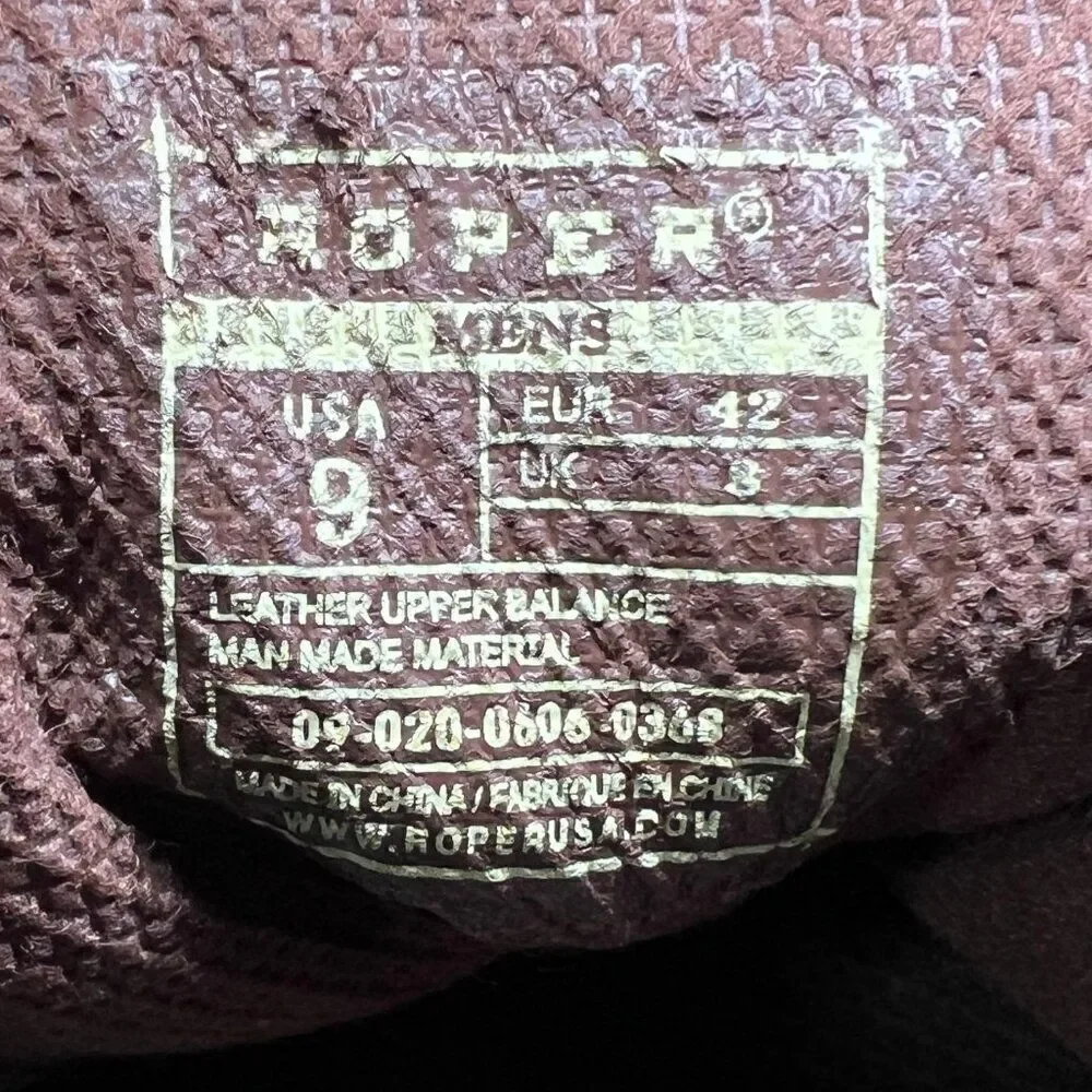 Roper Performance Men's Size 9 Brown Leather Gum Sole Chukka Boots‎